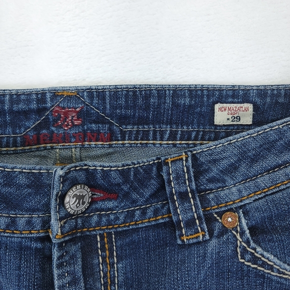 MEK DNM USA New Mazatlan CAPRI Buckle Crop Pants Denim Jeans Size 29 - Picture 9 of 10